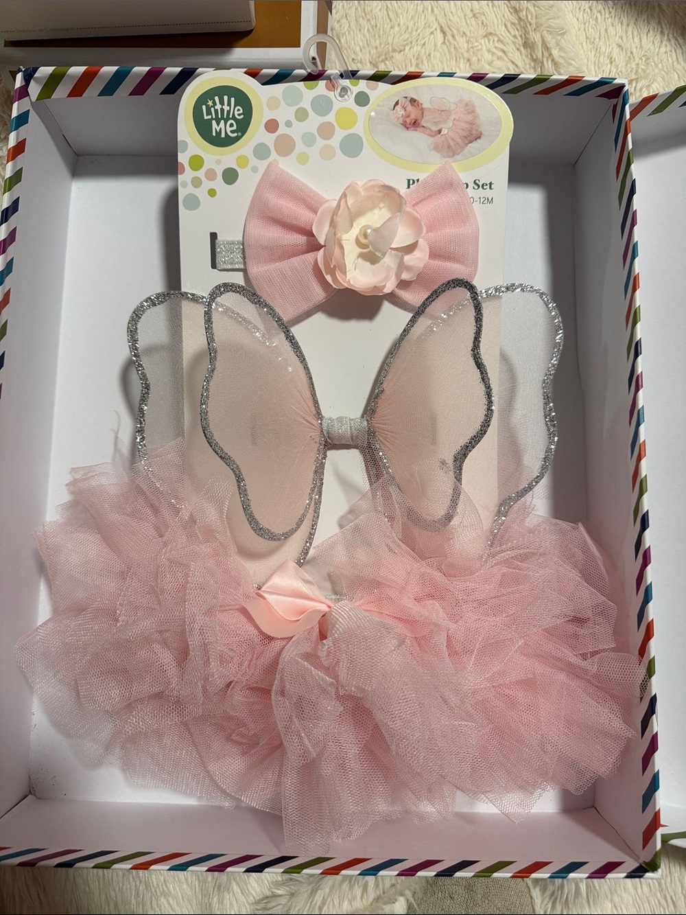 Little Me Light Pink Tulle Fairy Wings and Bow Set